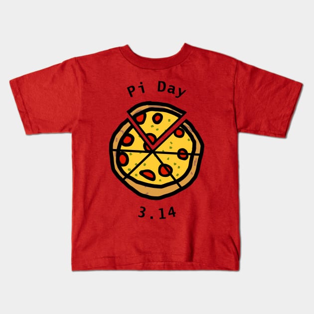 Pi Day 3.14 with Pizza Kids T-Shirt by ellenhenryart